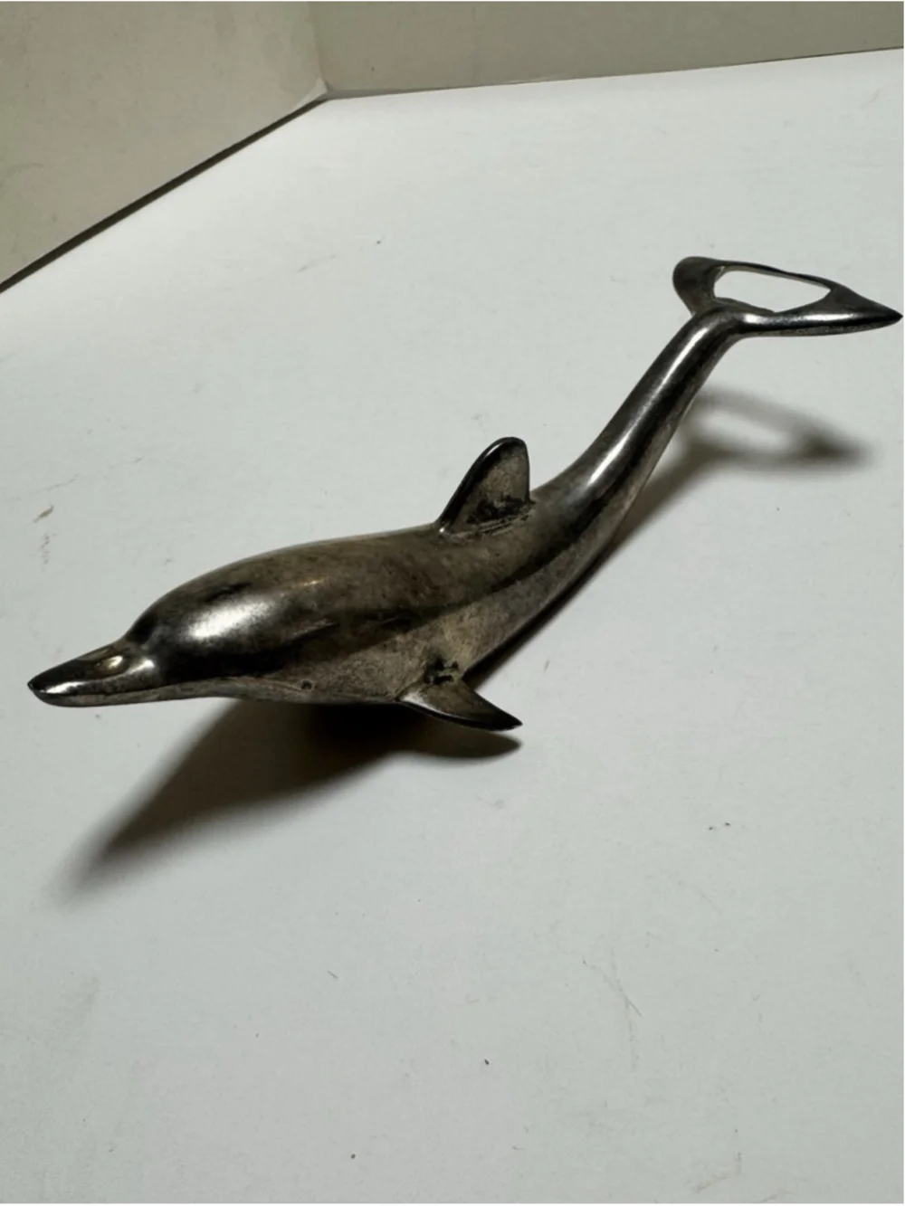 Vintage Silver Plated Dolphin Bottle Opener Cap and Twist 6.5
